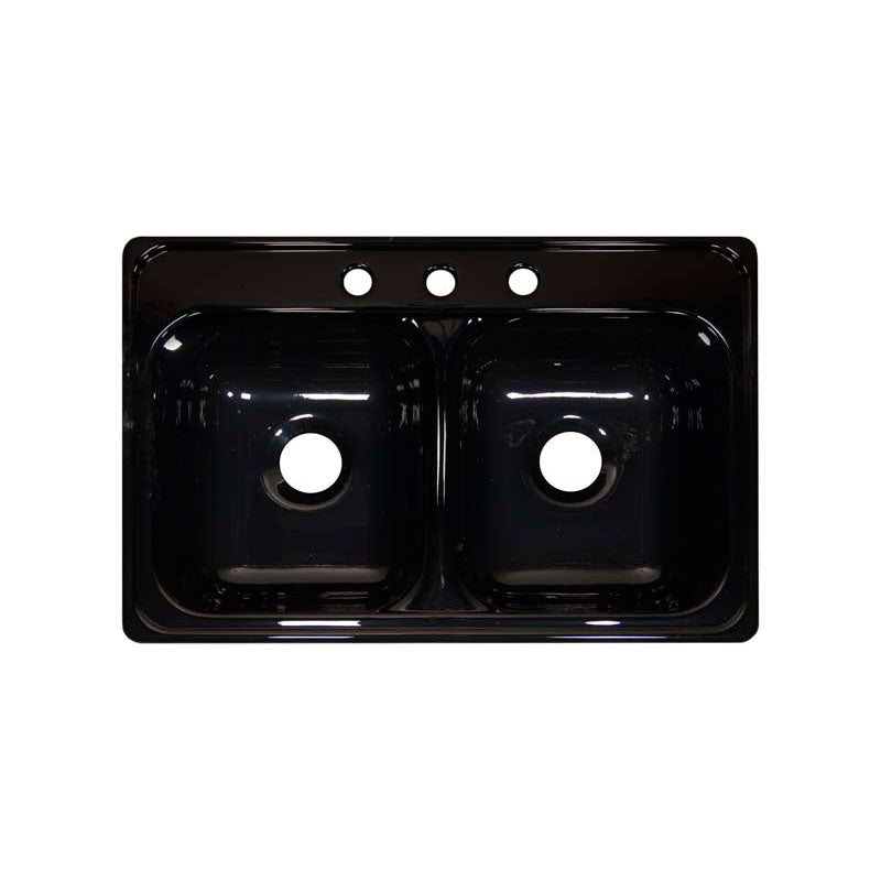 Lyons Industries DKS22LX-TB Black LX Style Canadian 31" X 20.5" Dual Bowl 9" Deep Acrylic Three Hole Kitchen Sink