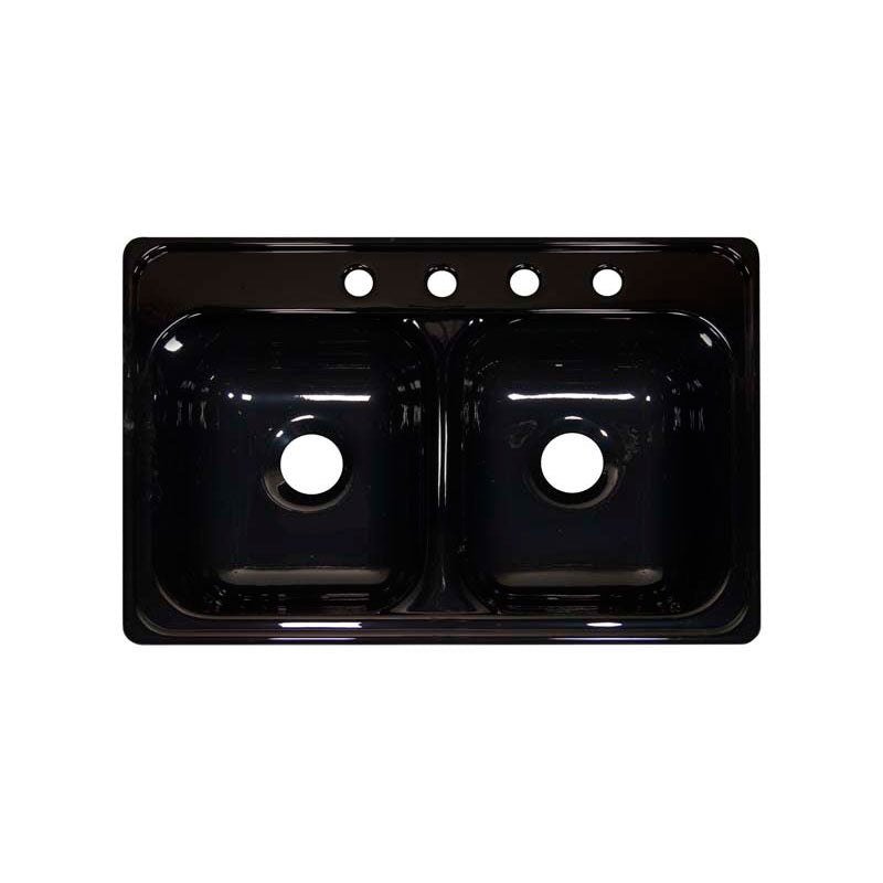 Lyons Industries DKS22LX-TB4 Black LX Style Canadian 31" X 20.5" Dual Bowl 9" Deep Acrylic Four Hole Kitchen Sink