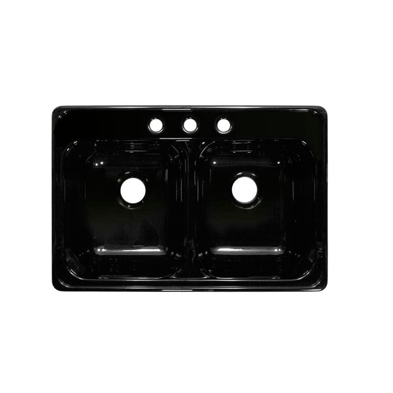 Lyons Industries DKS22TE-TB4 Black Timeless Elegance Dual Bowl Acrylic 10-Inch Deep Kitchen Sink