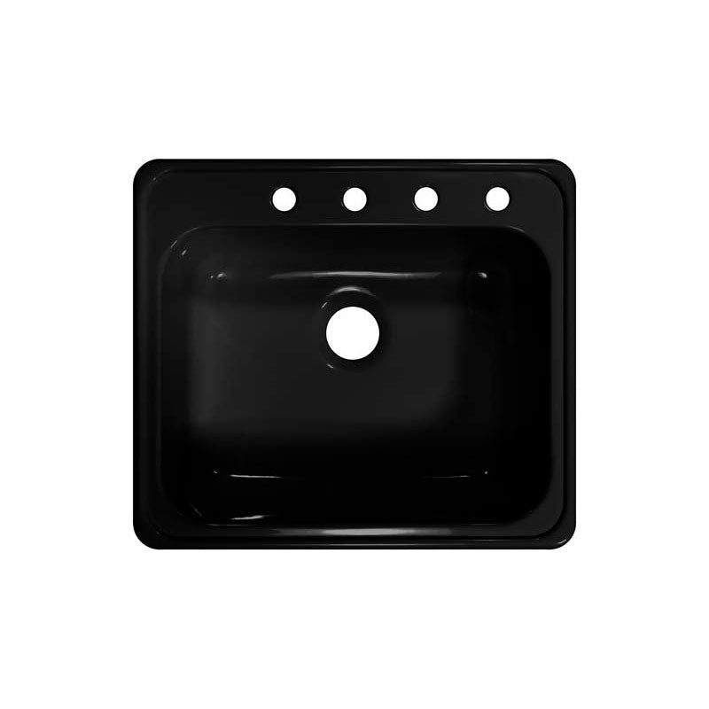 Lyons Industries DKS22X4 Black 25"x22" Single Bowl Acrylic 9" Deep Kitchen Sink with Four Faucet Holes