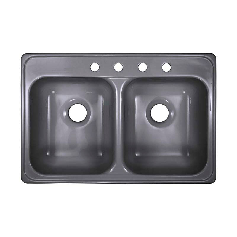 Lyons Industries DKS64ID-TB Metallic Silver Ideal Dual Bowl Acrylic 7.5" Deep Kitchen Sink