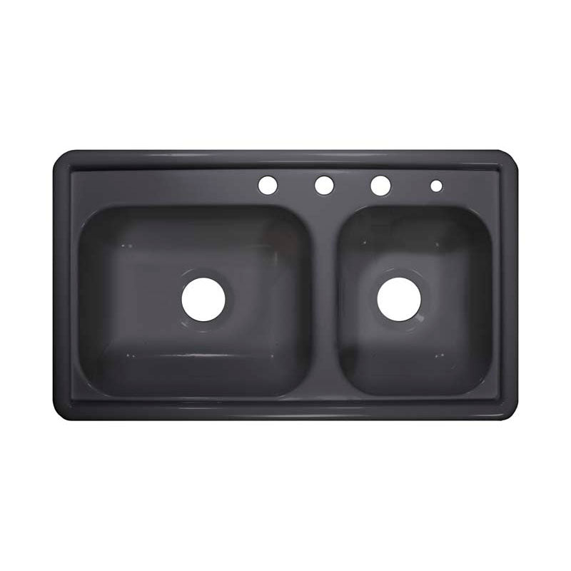 Lyons Industries DKS64R3.5 Metallic Silver 33"x19" Manufactured/Mobile Home Acrylic 7" Deep Kitchen Sink, Four Hole