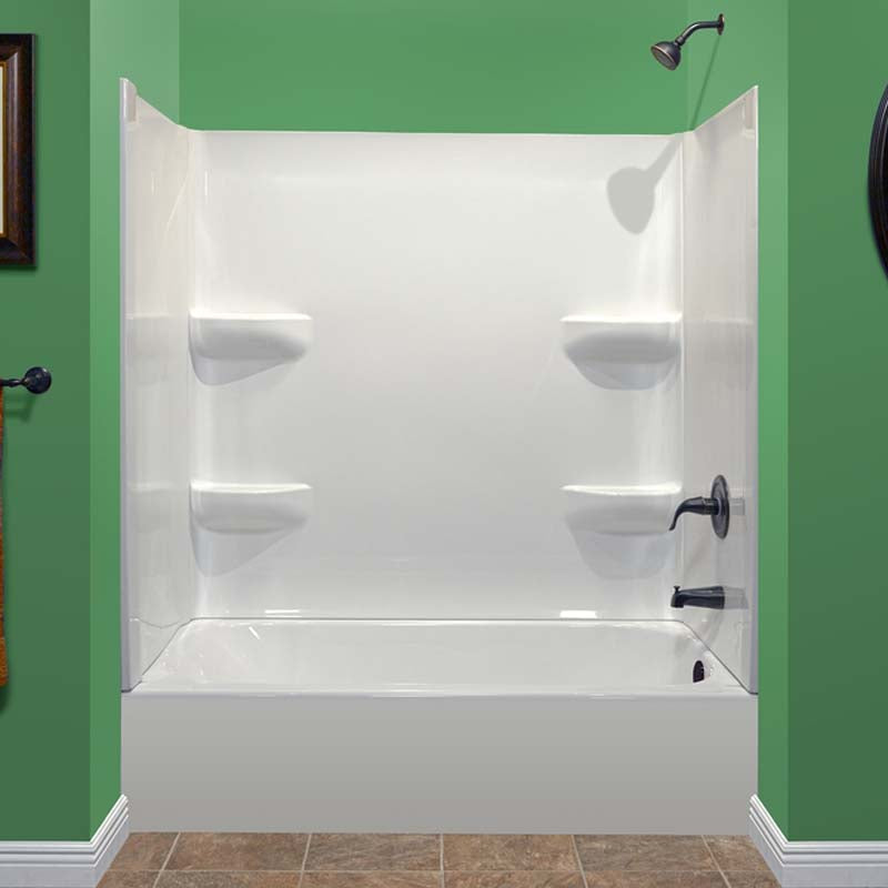 Lyons Industries KVTL01542716L White Acrylic Matching Bath Tub and Wall Kit Set 54" Wide and Left Hand Drain