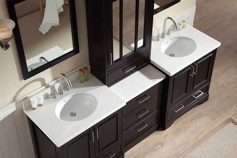 Ariel Bath Stafford 85" Double Sink Vanity Set in Espresso w/ Center Medicine Cabinet 3