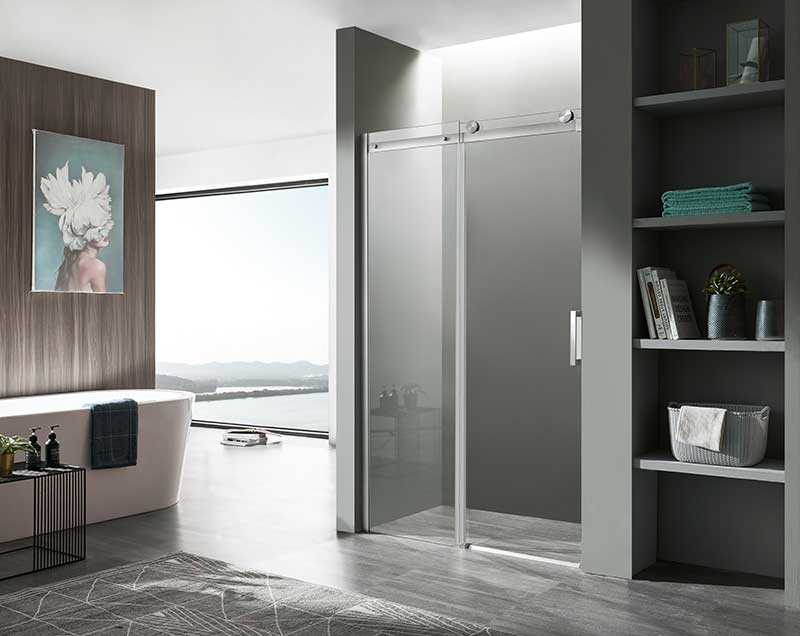 Anzzi Rhodes Series 60 in. x 76 in. Frameless Sliding Shower Door with Handle in Brushed Nickel SD-FRLS05702BN 2