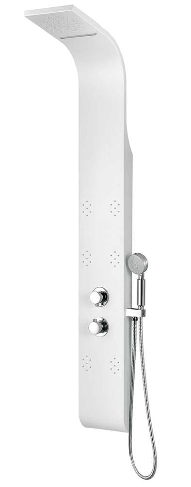 Anzzi Lyric 64 in. 6-Jetted Full Body Shower Panel with Heavy Rain Shower and Spray Wand in White SP-AZ8091
