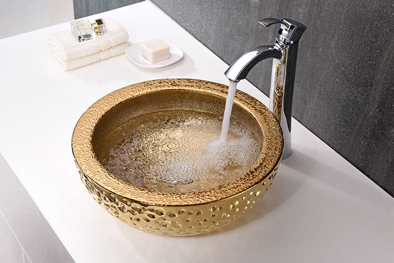Anzzi Regalia Series Vessel Sink in Speckled Gold LS-AZ179 4