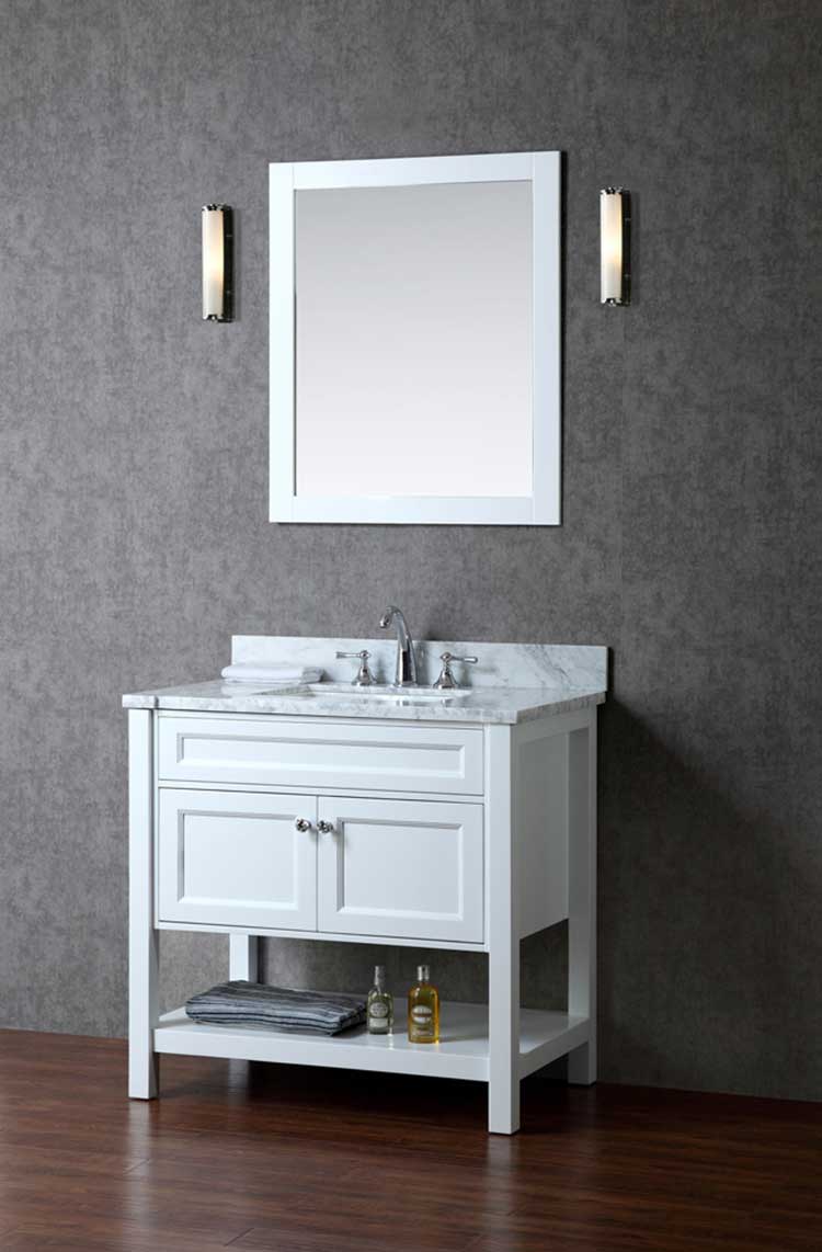 Ariel by Seacliff Mayfield 36" Single-Sink Bathroom Vanity Set With Mirror SCMAY36SWH 2