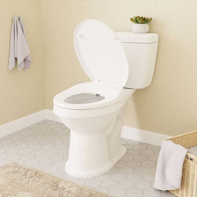 Anzzi Troy Series Non-Electric Bidet Seat for Rounded Toilet in White with Dual Nozzle, Built-In Side Lever and Soft Close TL-MBSRN201WH 3
