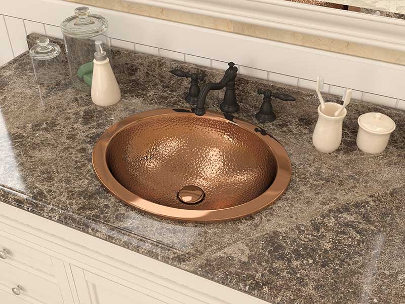 Anzzi Lux 19 in. Handmade Drop-in Oval Bathroom Sink in Hammered Copper LS-AZ331 3