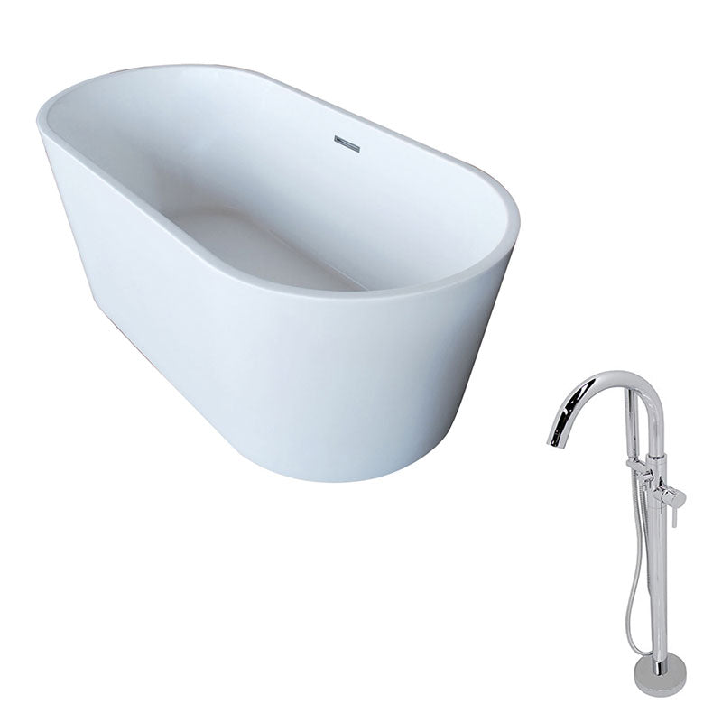 Anzzi Dover 5.6 ft. Acrylic Freestanding Non-Whirlpool Bathtub in White and Kros Series Faucet in Chrome
