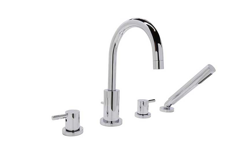 Anzzi Lien Series 2-Handle Lever Roman Bathtub Faucet with Shower Wand in Polished Chrome