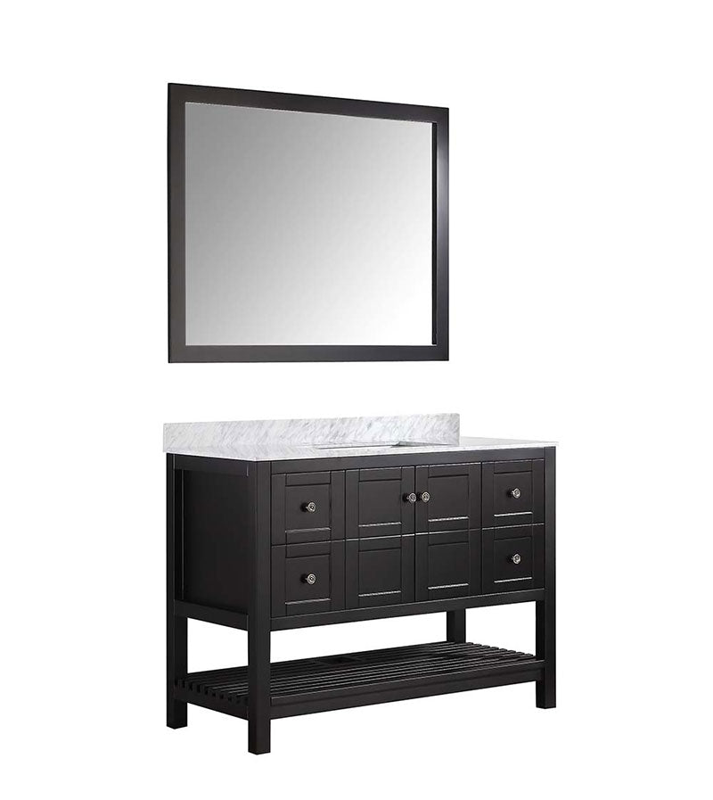 Anzzi Montaigne 48 in. W x 22 in. D Vanity in Espresso with Marble Vanity Top in Carrara White with White Basin and Mirror 11