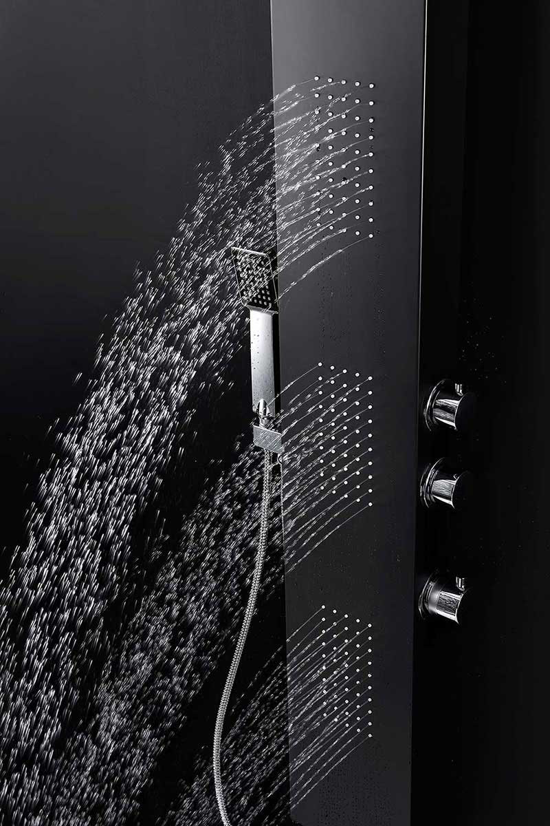 Anzzi LEVEL Series 66 in. Full Body Shower Panel System with Heavy Rain Shower and Spray Wand in Black 10