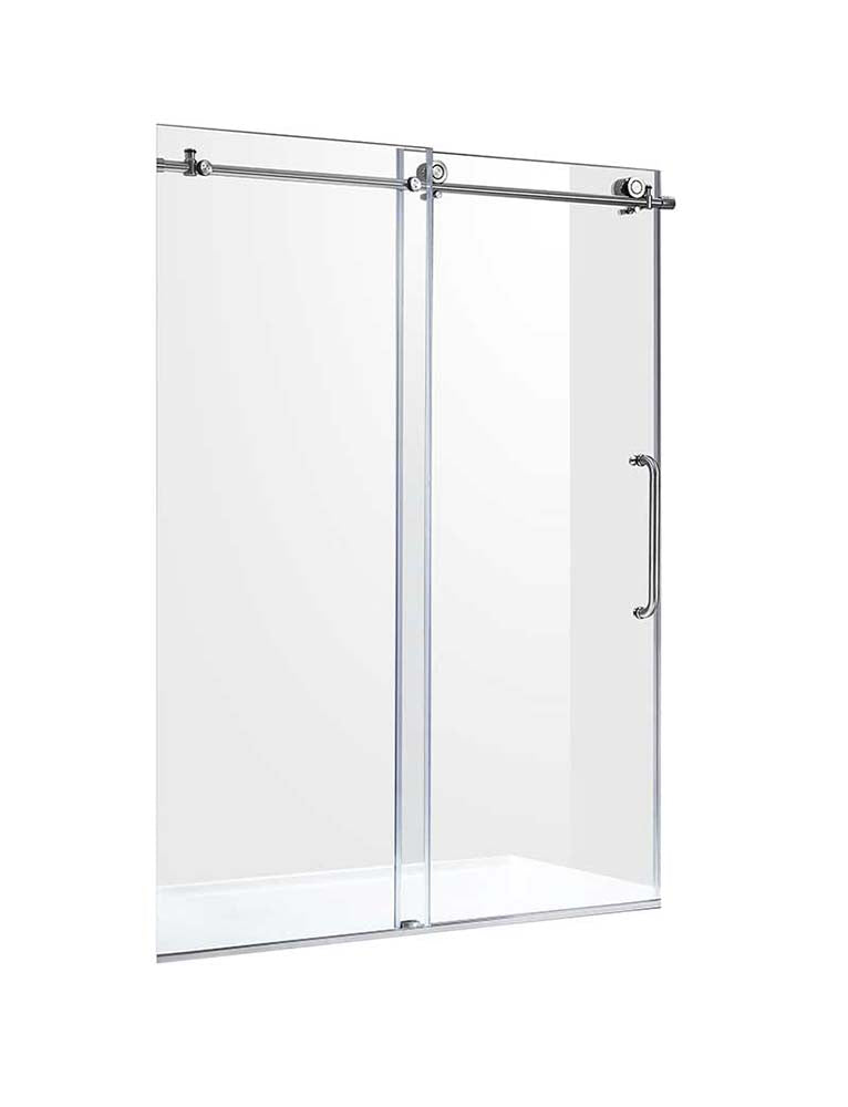 Anzzi Leon Series 60 in. by 76 in. Frameless Sliding Shower Door in Brushed Nickel with Handle SD-AZ8077-02BN 5