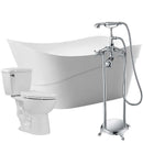 Anzzi Kahl 67 in. Acrylic Flatbottom Non-Whirlpool Bathtub with Tugela Faucet and Cavalier 1.28 GPF Toilet FTAZ094-52C-63