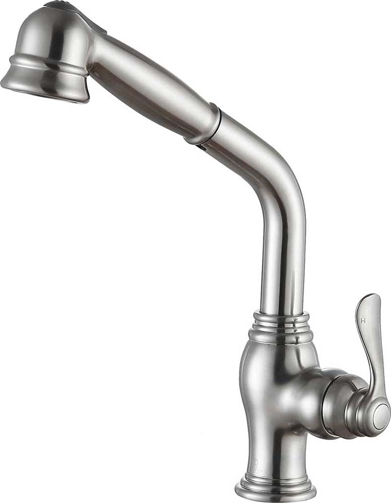 Anzzi Del Moro Single-Handle Pull-Out Sprayer Kitchen Faucet in Brushed Nickel KF-AZ203BN