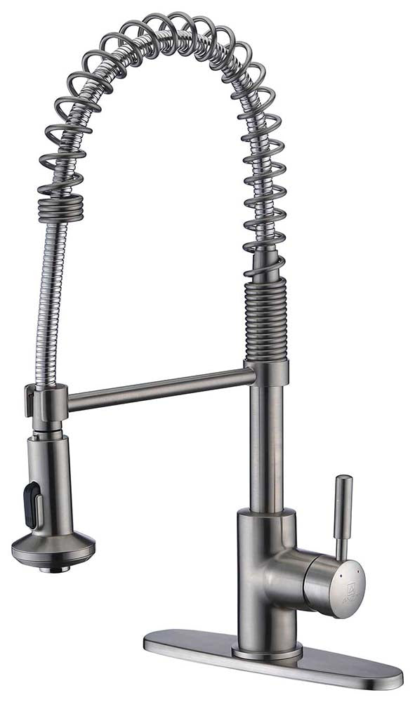 Anzzi Eclipse Single Handle Pull-Down Sprayer Kitchen Faucet in Brushed Nickel KF-AZ1673BN 2