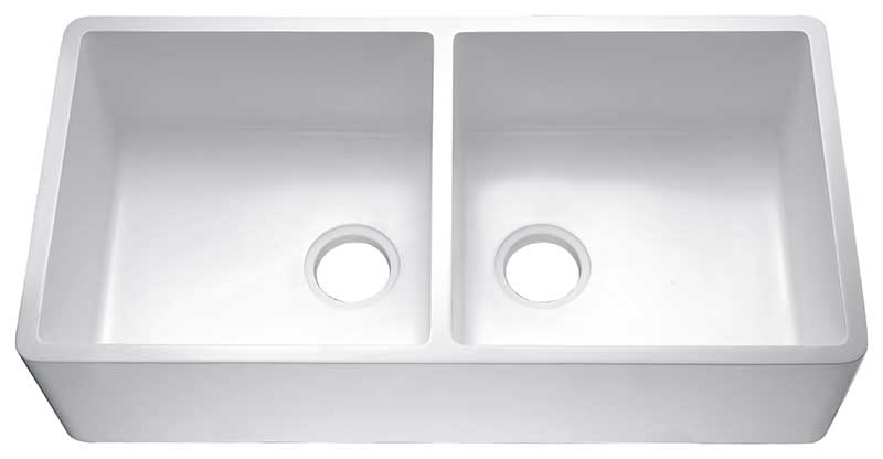 Anzzi Roine Farmhouse Reversible Glossy Solid Surface 35 in. Double Basin Kitchen Sink in White K-AZ224-2A 6