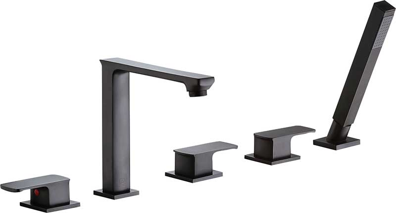 Anzzi Shore 3-Handle Deck-Mount Roman Tub Faucet with Handheld Sprayer in Oil Rubbed Bronze FR-AZ102ORB