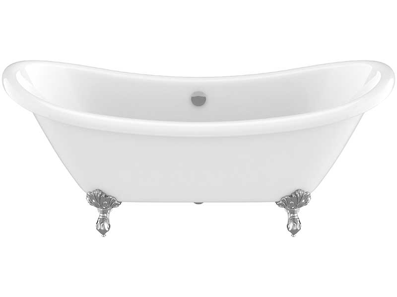 Anzzi 69.29” Belissima Double Slipper Acrylic Claw Foot Tub in White FT-CF130FAFT-CH 8