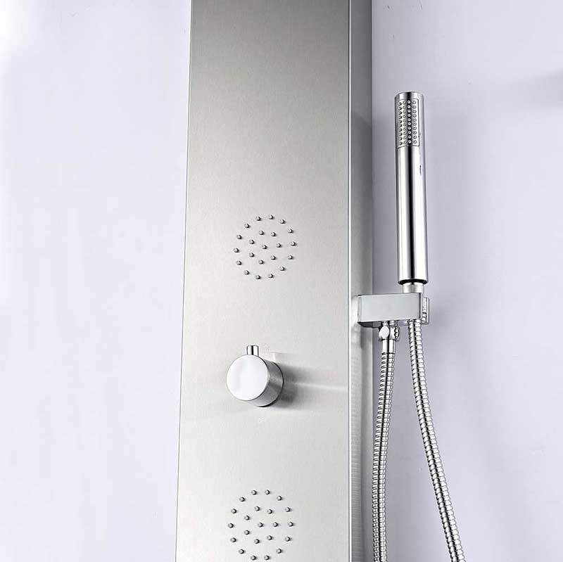 Anzzi TUNDRA Series 52 in. Full Body Shower Panel System with Heavy Rain Shower and Spray Wand in Brushed Steel 6