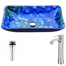 Anzzi Voce Series Deco-Glass Vessel Sink in Lustrous Blue with Harmony Faucet in Brushed Nickel