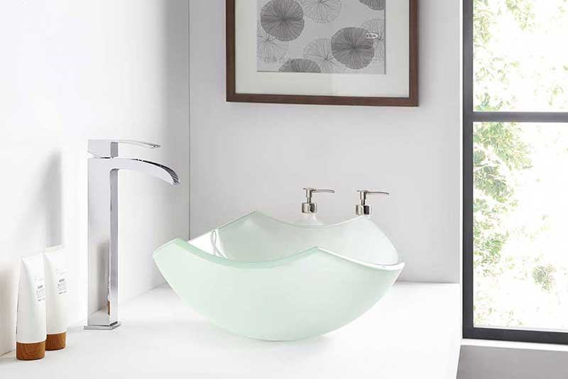 Anzzi Pendant Series Deco-Glass Vessel Sink in Lustrous Frosted Finish 7