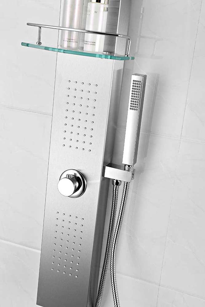Anzzi Coastal 44 in. Full Body Shower Panel with Heavy Rain Shower and Spray Wand in Brushed Steel SP-AZ075 17