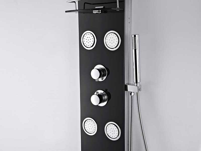 Anzzi LLANO Series 56 in. Full Body Shower Panel System with Heavy Rain Shower and Spray Wand in Black 3