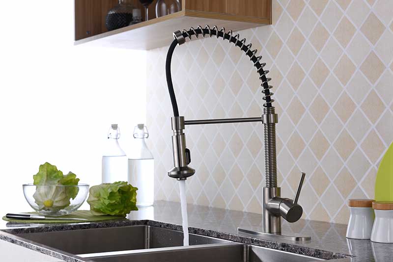 Anzzi Step Single Handle Pull-Down Sprayer Kitchen Faucet in Brushed Nickel KF-AZ194BN 8
