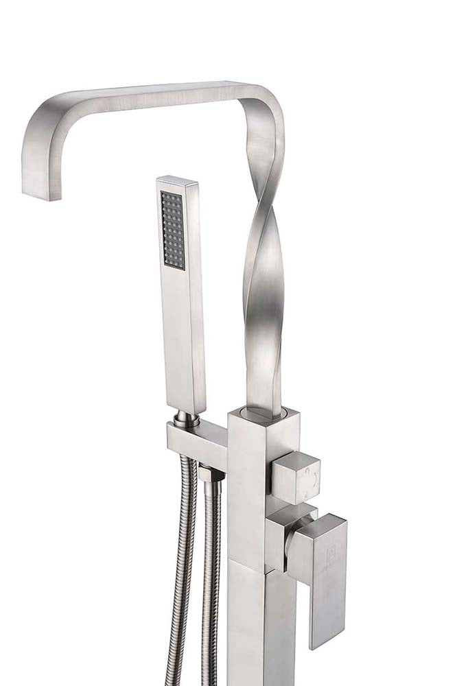 Anzzi Yosemite 2-Handle Claw Foot Tub Faucet with Hand Shower in Brushed Nickel FS-AZ0050BN 11