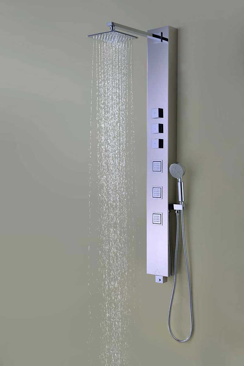Anzzi Lann 53 in. 3-Jetted Full Body Shower Panel with Heavy Rain Showerhead and Spray Wand in Brushed Stainless Steel 13