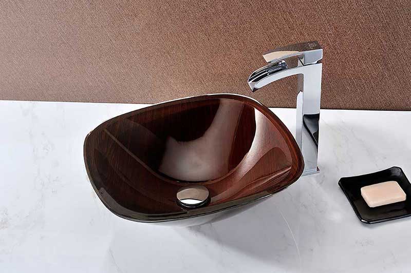 Anzzi Cansa Series Deco-Glass Vessel Sink in Rich Timber 2