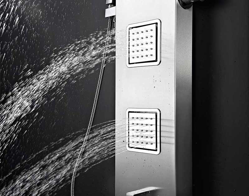 Anzzi MESA Series 64 in. Full Body Shower Panel System with Heavy Rain Shower and Spray Wand in Brushed Steel 7