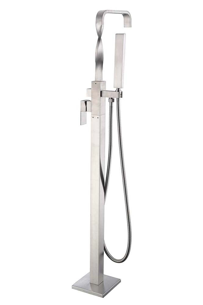 Anzzi Yosemite 2-Handle Claw Foot Tub Faucet with Hand Shower in Brushed Nickel FS-AZ0050BN 20