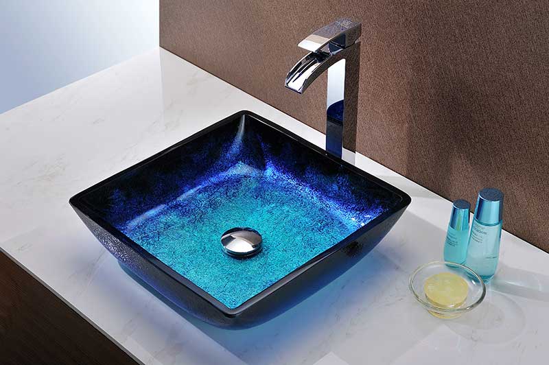 Anzzi Kuku Series Deco-Glass Vessel Sink in Blazing Blue S128 3
