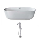 Anzzi Sabbia 5.9 ft. Man-Made Stone Freestanding Non-Whirlpool Bathtub in Matte White and Sens Series Faucet in Chrome