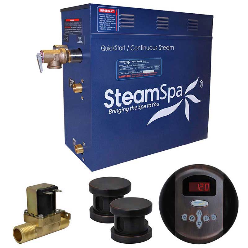 SteamSpa Oasis 12 KW QuickStart Acu-Steam Bath Generator Package with Built-in Auto Drain in Oil Rubbed Bronze