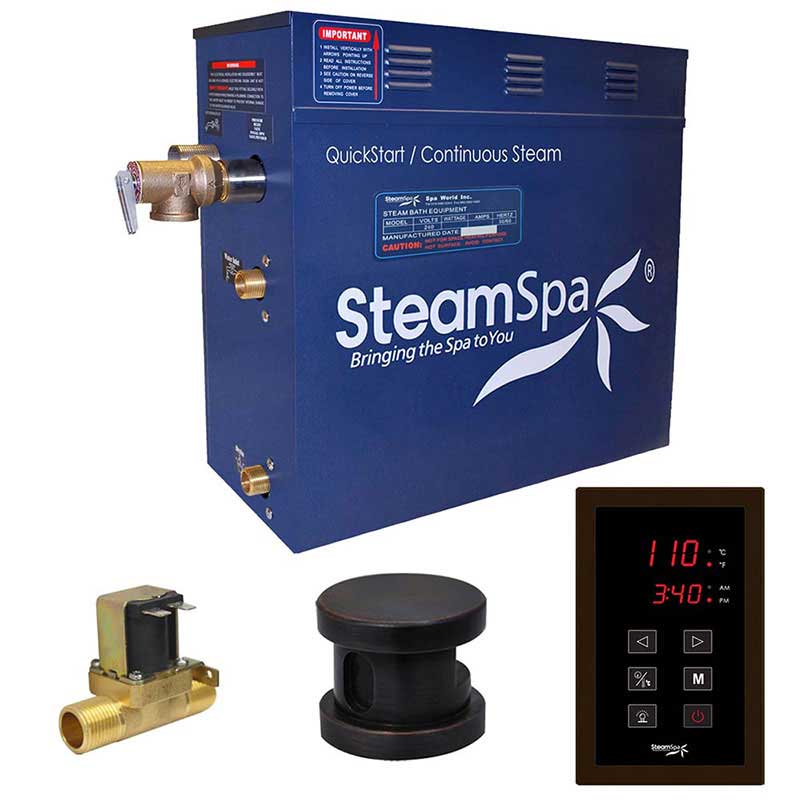 SteamSpa Oasis 4.5 KW QuickStart Acu-Steam Bath Generator Package with Built-in Auto Drain in Oil Rubbed Bronze