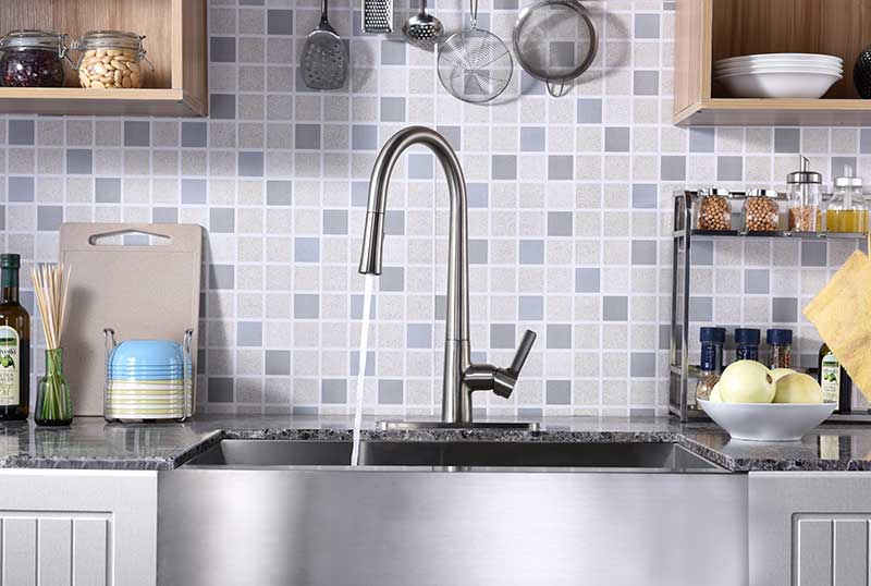 Anzzi Orbital Single Handle Pull-Down Sprayer Kitchen Faucet in Brushed Nickel KF-AZ186BN 10