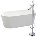 Anzzi Chand 67 in. Acrylic Flatbottom Non-Whirlpool Bathtub in White with Havasu Faucet in Polished Chrome FTAZ098-0042C