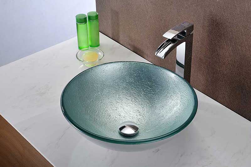 Anzzi Spirito Series Deco-Glass Vessel Sink in Churning Silver 7