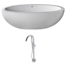 Anzzi Lusso 6.3 ft. Man-Made Stone Freestanding Non-Whirlpool Bathtub in Matte White and Kros Series Faucet in Chrome