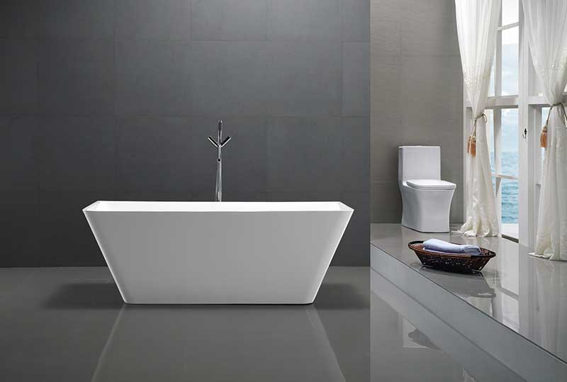 Anzzi Zenith Series 5.58 ft. Freestanding Bathtub in White FT-AZ099 3
