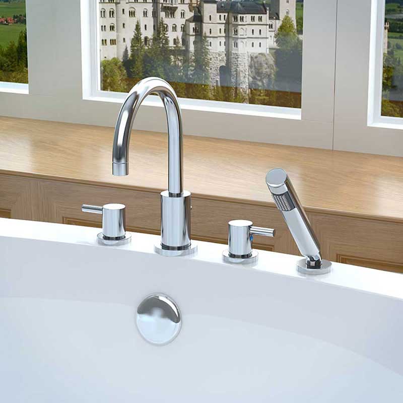 Anzzi Lien Series 2-Handle Lever Roman Bathtub Faucet with Shower Wand in Polished Chrome 2