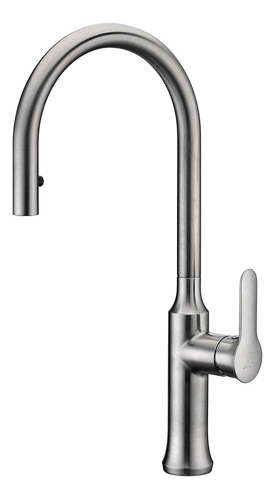 Anzzi Cresent Single Handle Pull-Down Sprayer Kitchen Faucet in Brushed Nickel KF-AZ1068BN