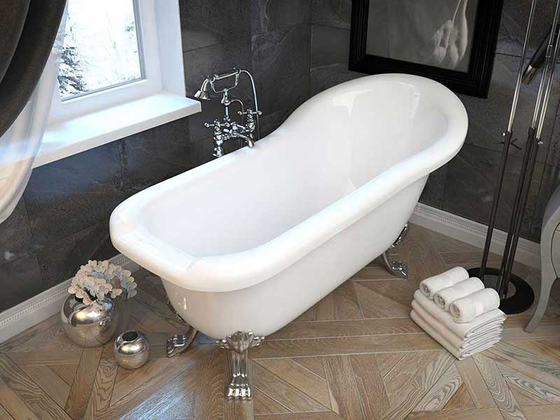 Anzzi PEGASUS 5.5 ft. Claw Foot One Piece Acrylic Freestanding Soaking Bathtub in Glossy White  2
