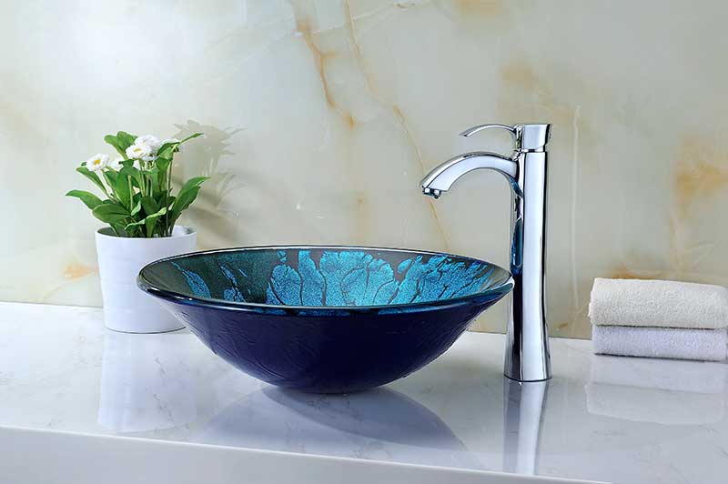 Anzzi Telina Series Deco-Glass Vessel Sink in Lustrous Blue and Black Y270 6