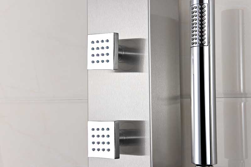 Anzzi Sans 40 in. Full Body Shower Panel with Heavy Rain Shower and Spray Wand in Brushed Steel SP-AZ077 12